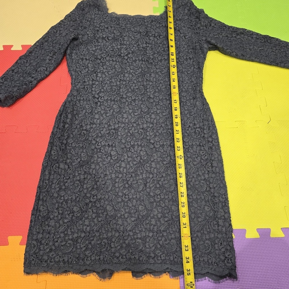 Adrianna Papell Gray Floral Lace Sheath‎ Dress Long Sleeve Size 12 Lined
